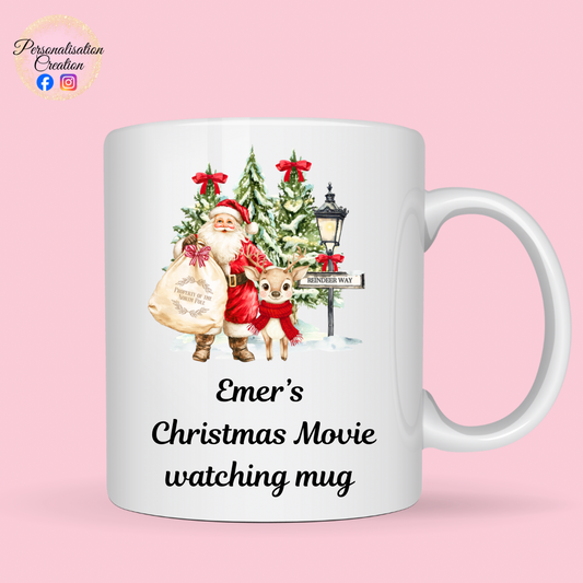 Christmas movie watching mug