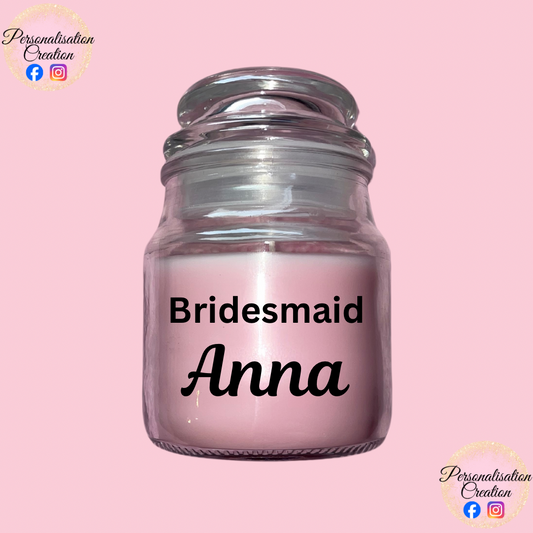 Personalised bridesmaid small candle