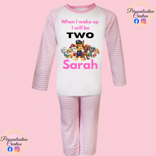 Pink paw patrol birthday pjs