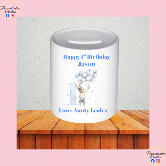 Bunny 1st birthday money box