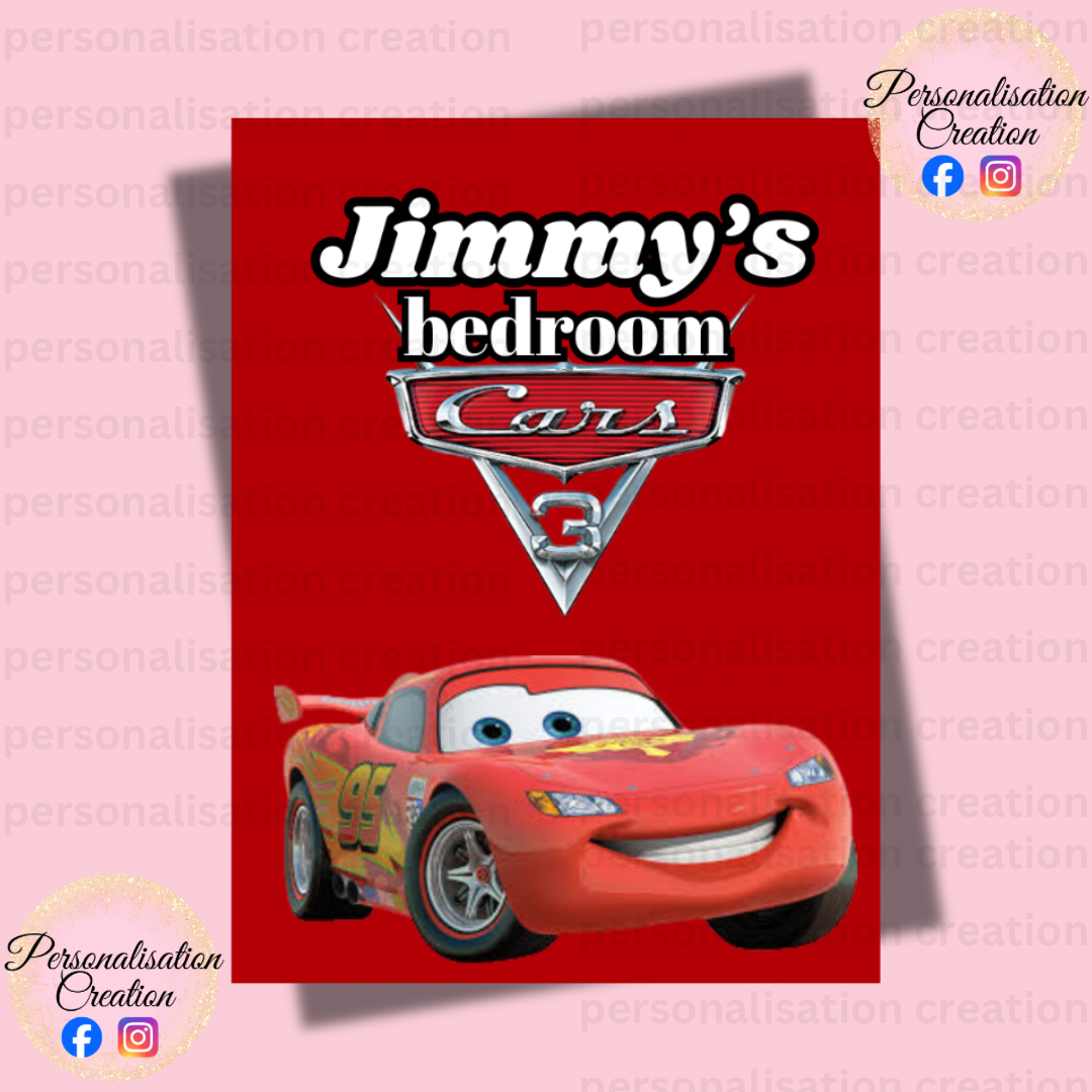 Cars bedroom door sign