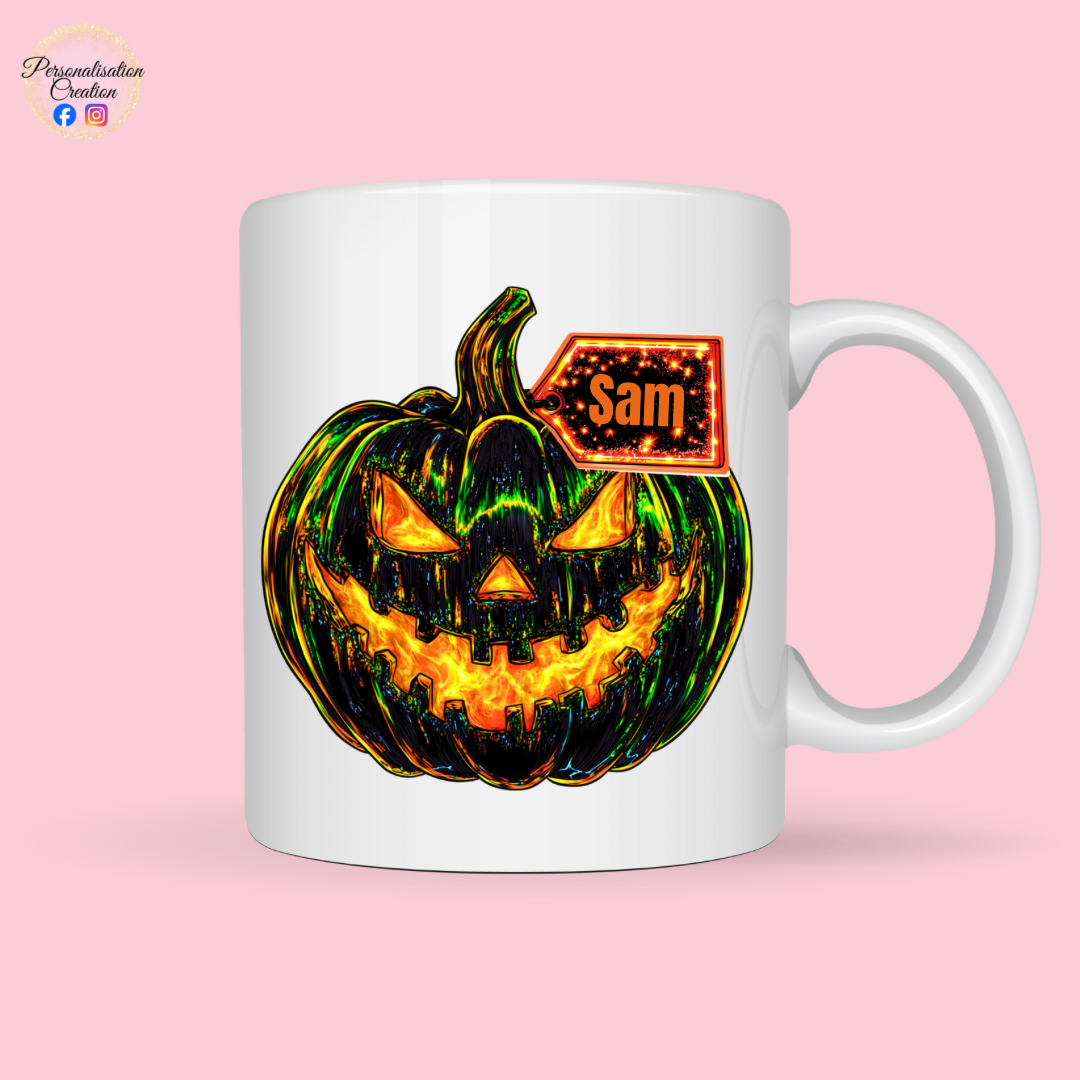 Halloween scary pumpkin mug