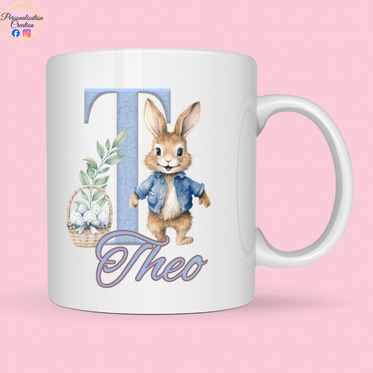 Blue initial easter mug