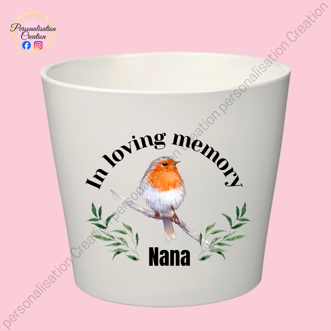 In loving memory robin flower pot