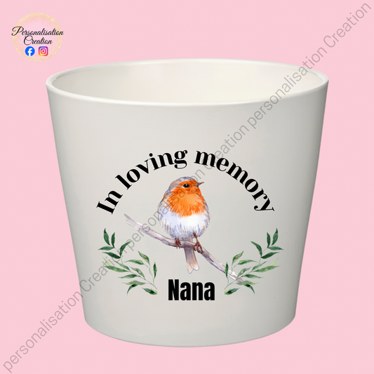In loving memory robin flower pot