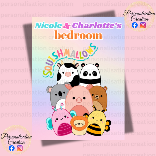 Squishmallows bedroom door sign