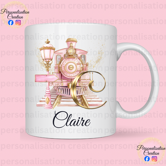 Christmas express name mug pink