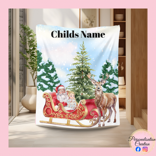 Baby in santa sleigh blanket - large