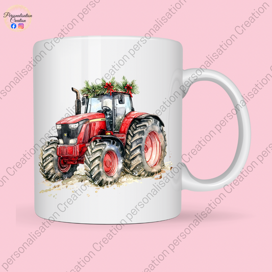Christmas tractor mug