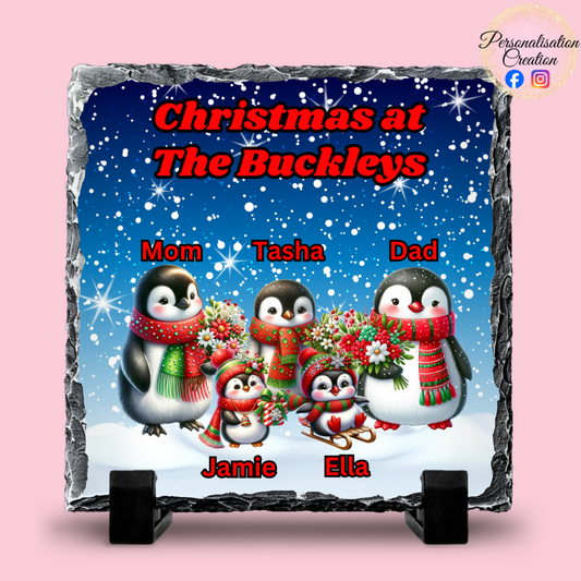 Penguin family surname 20cm slate