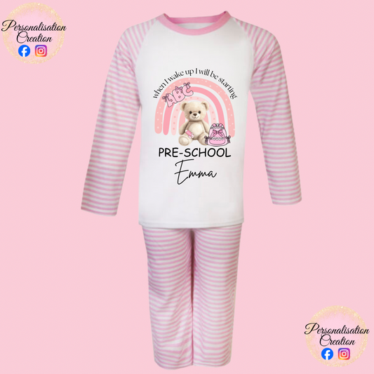 Starting pre-school/big school pjs pink