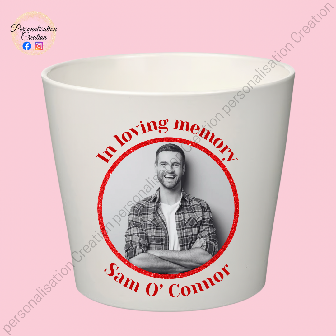 Memorial photo flower pot