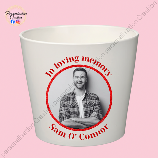 Memorial photo flower pot