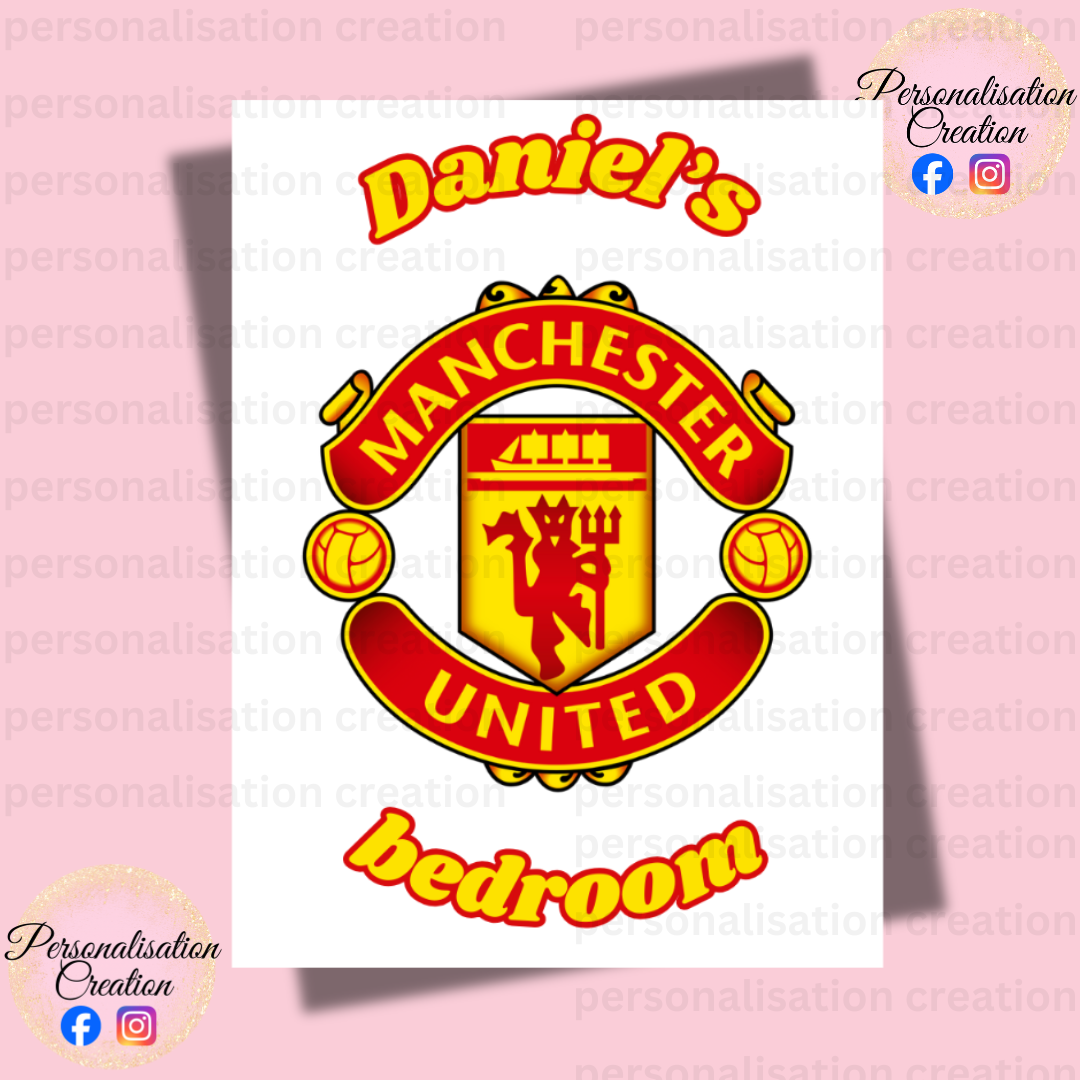 Manchester united bedroom door sign