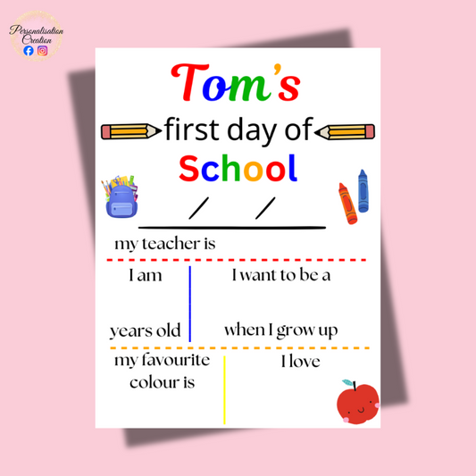First day of school metal plaque