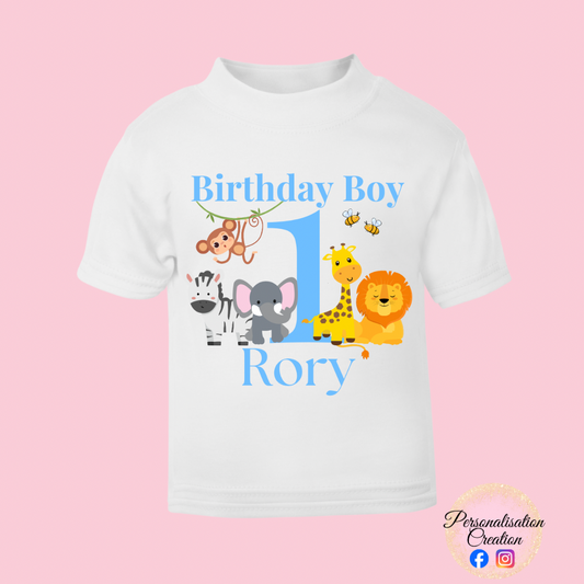 Boys zoo animal birthday tshirt