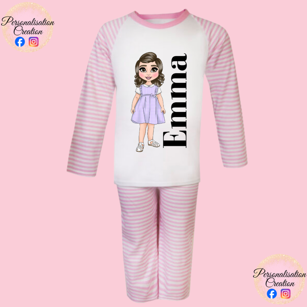 Girls customised dolly pjs