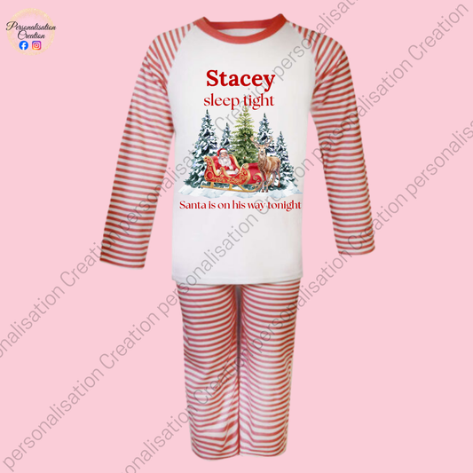 Santa sleigh Christmas pjs & blanket bundle
