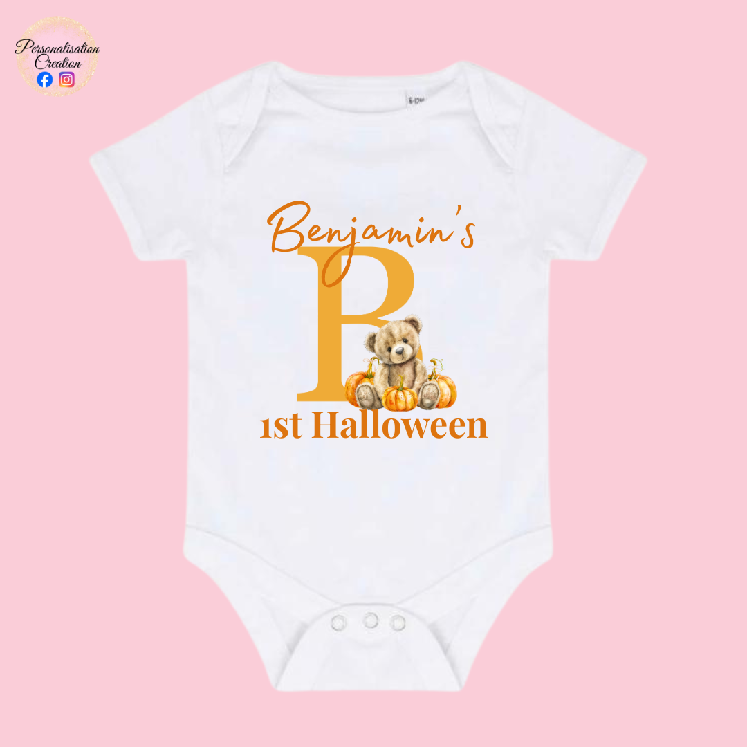 Halloween initial baby vest
