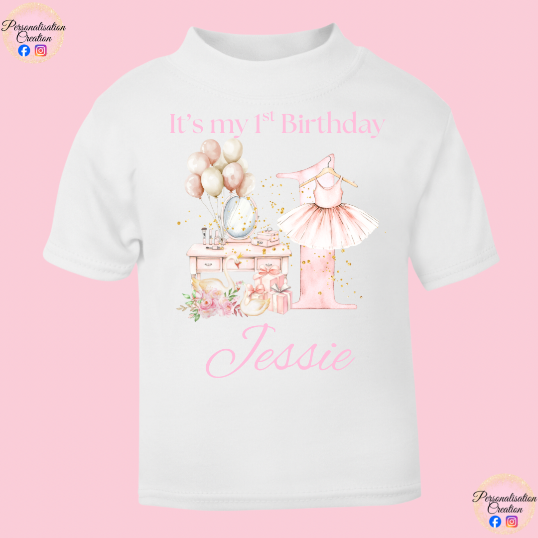 Ballerina 1st birthday tshirt