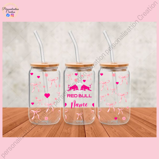 Pink redbull glass can