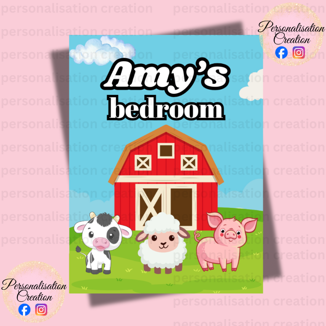 Farm bedroom door sign