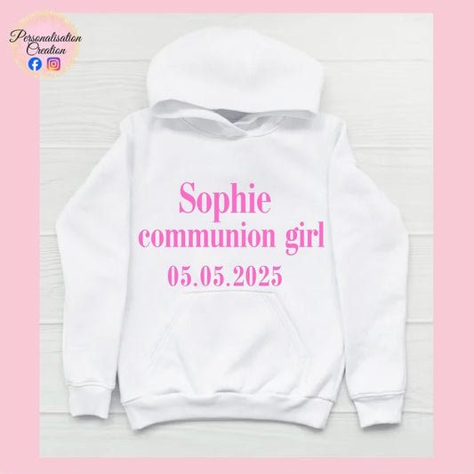 Name and date communion hoodie