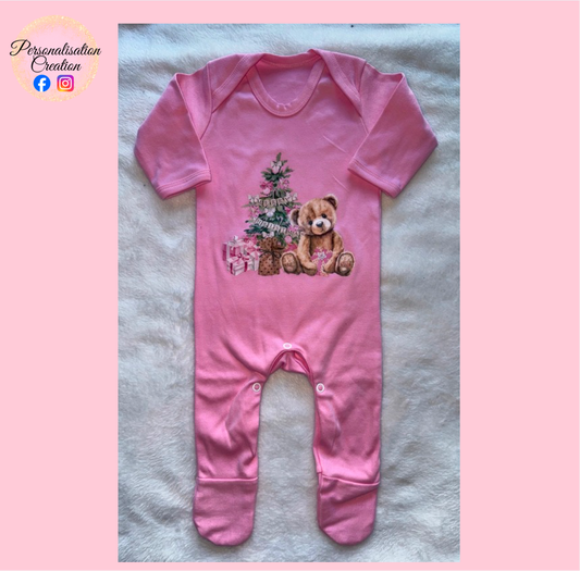 Pink bear babygrow 0-3 months