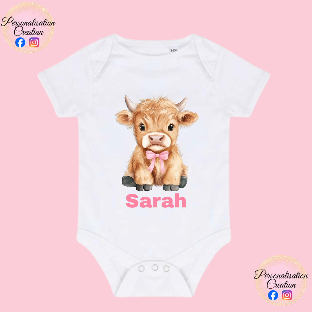 Highland cow baby vest