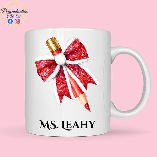 Red pencil teacher mug in personalised box