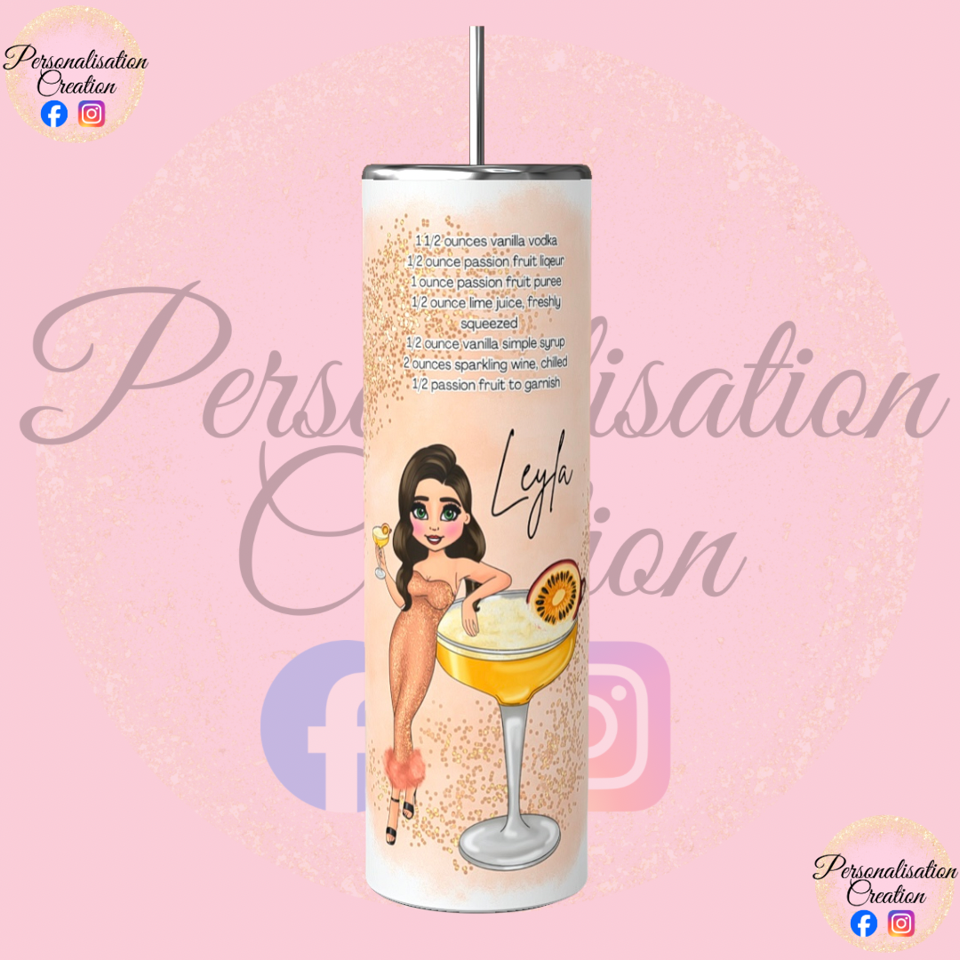 Passion fruit martini cocktail tumbler