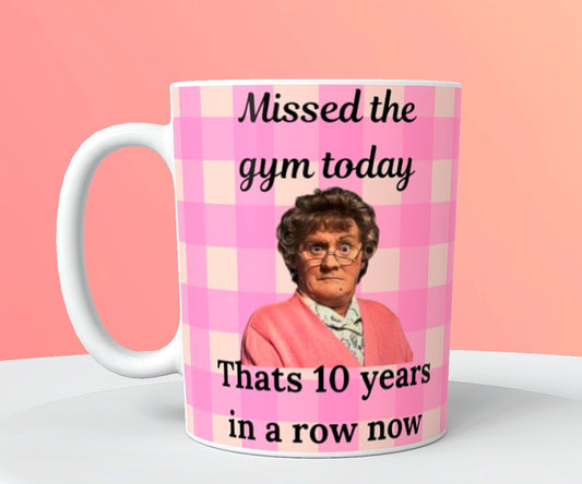 Mrs Browns Boys pink checked mug