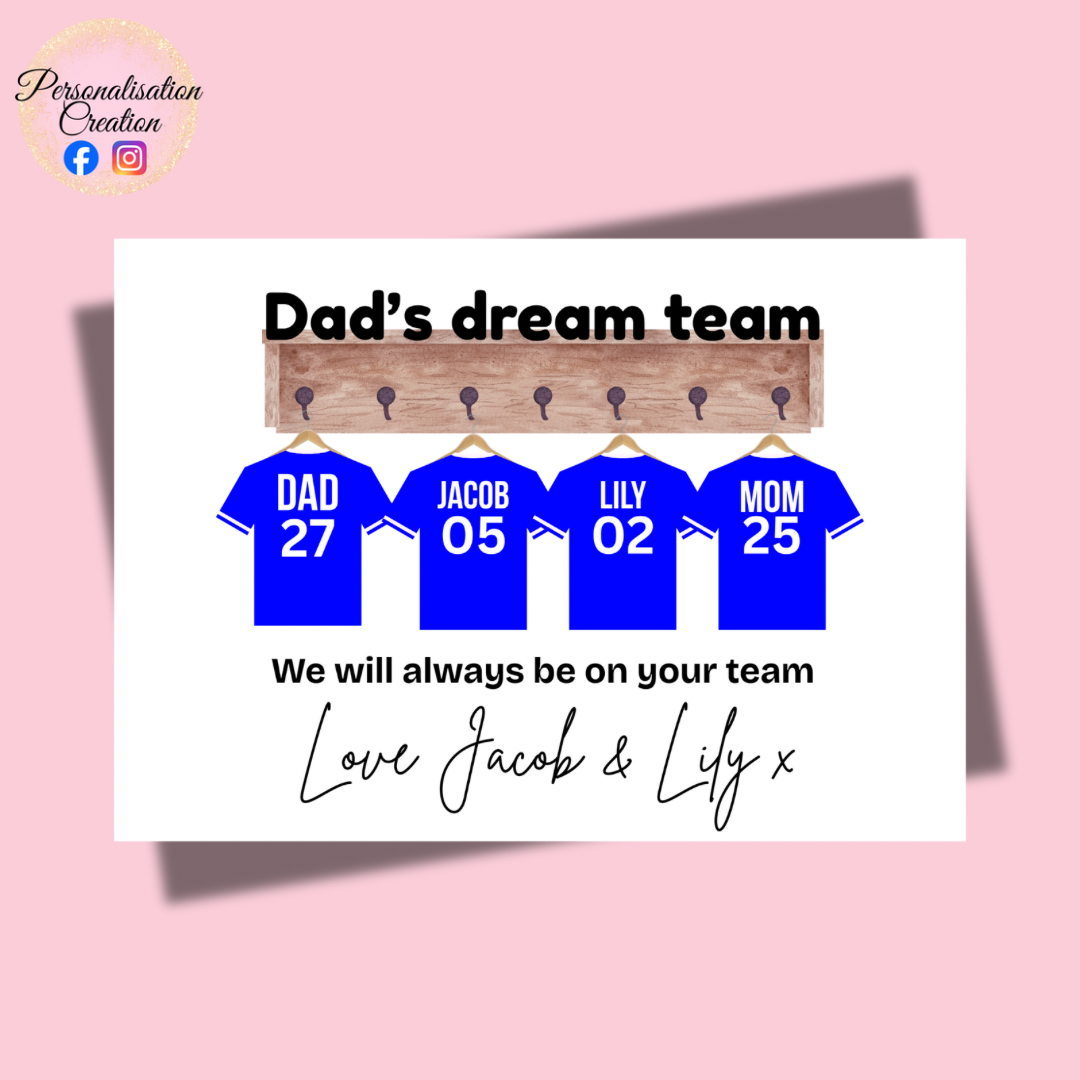 Dads dream team a4 print