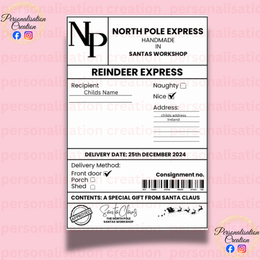 North pole mailing label - sheet of 5