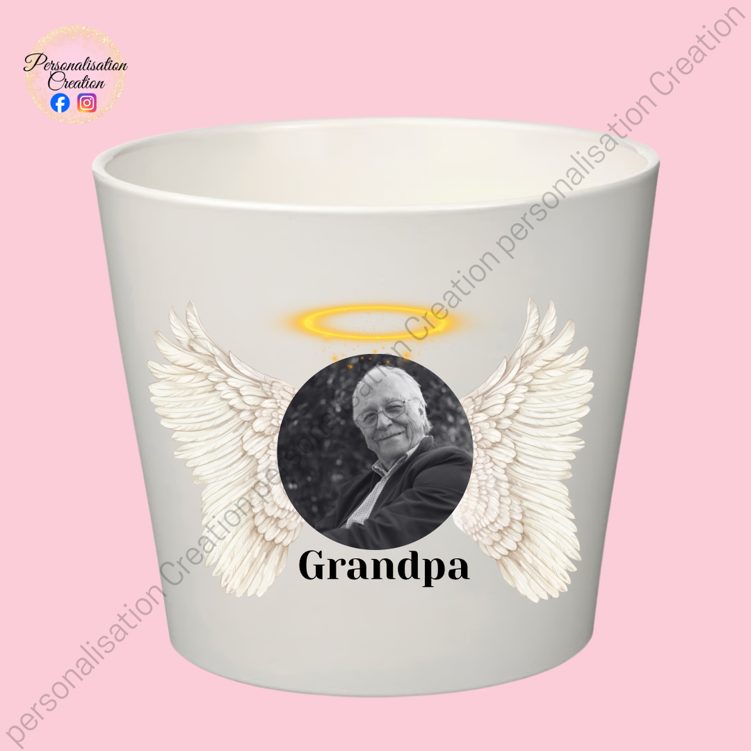 Angel wings memorial flower pot