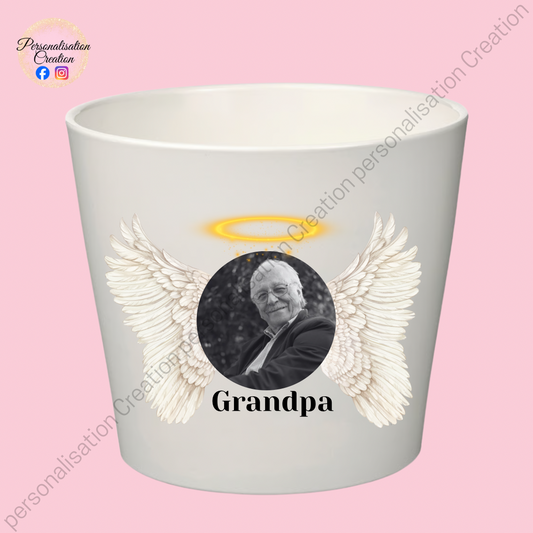 Angel wings memorial flower pot