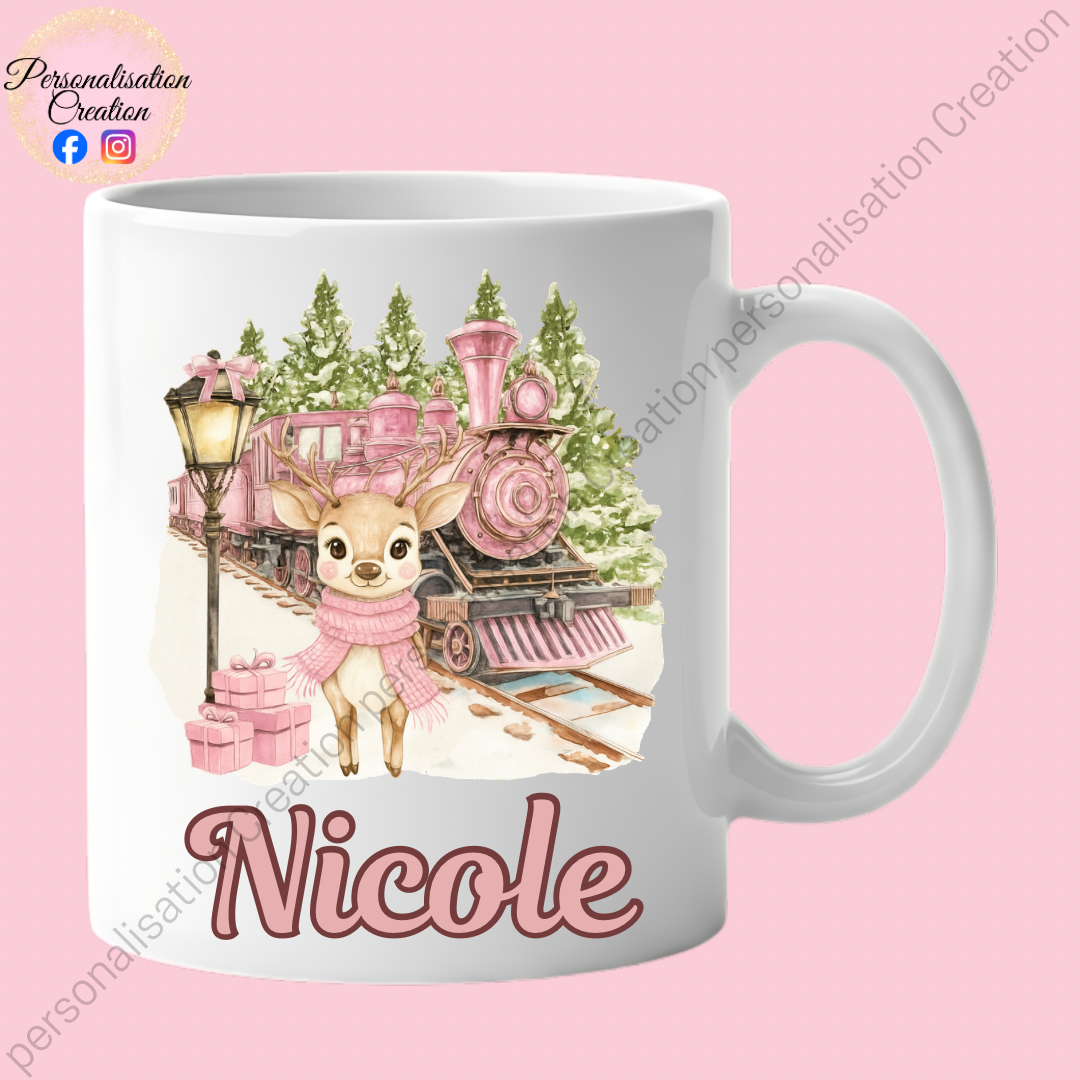 reindeer train mug