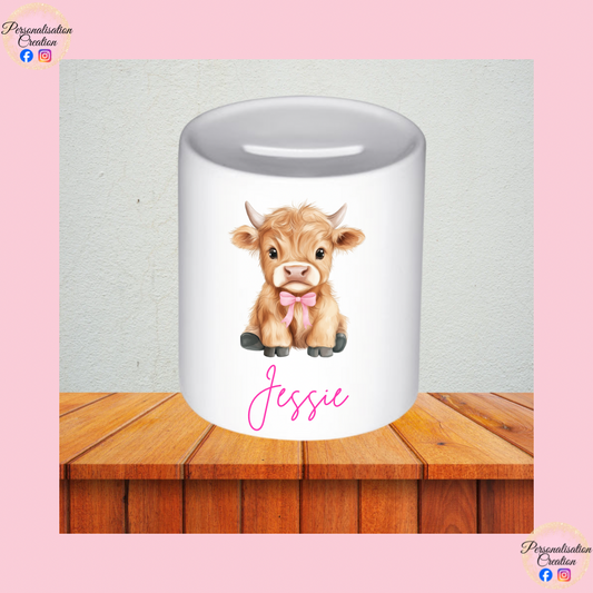Cute highland cow money box