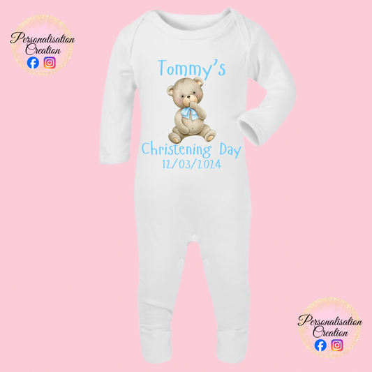 Boys christening day babygrow