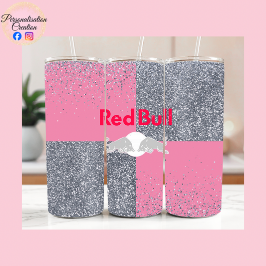 Pink glitter redbull tumbler