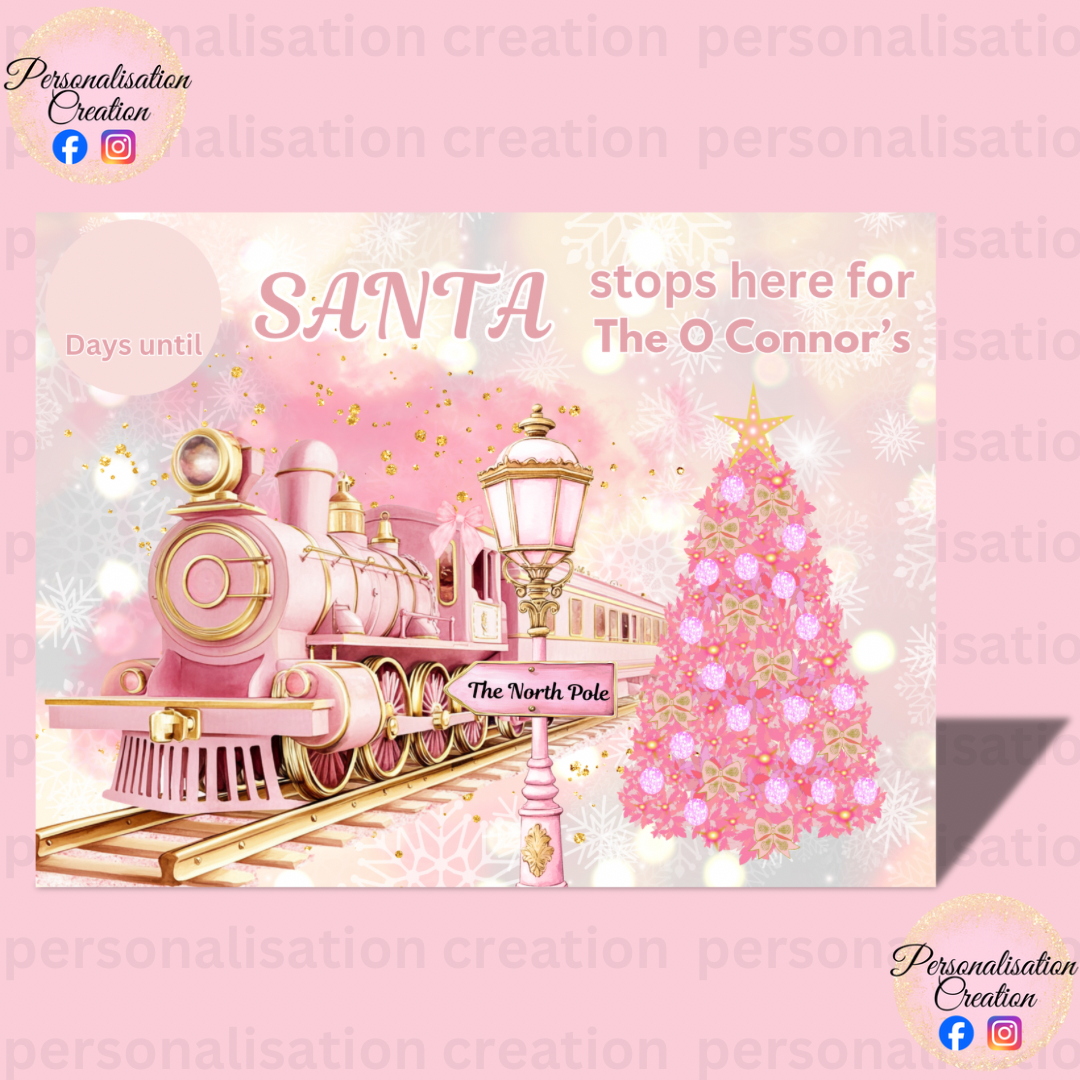 Santa countdown - christmas express pink