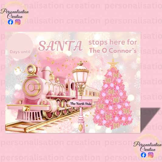 Santa countdown - christmas express pink