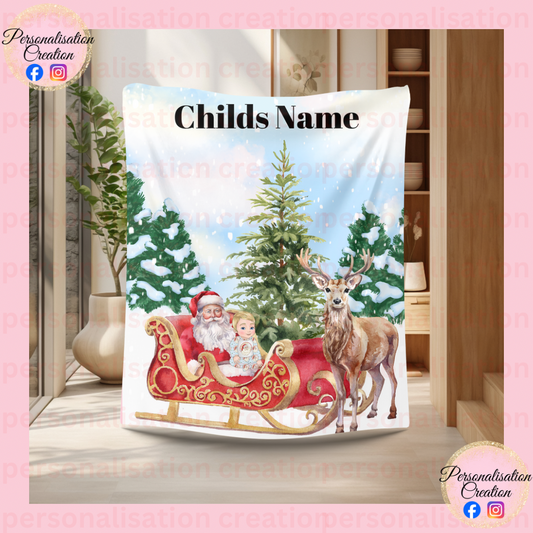 Baby in santa sleigh blanket - small