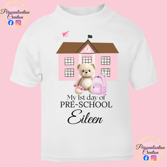 Teddy bear 1st day of pre-school t-shirt