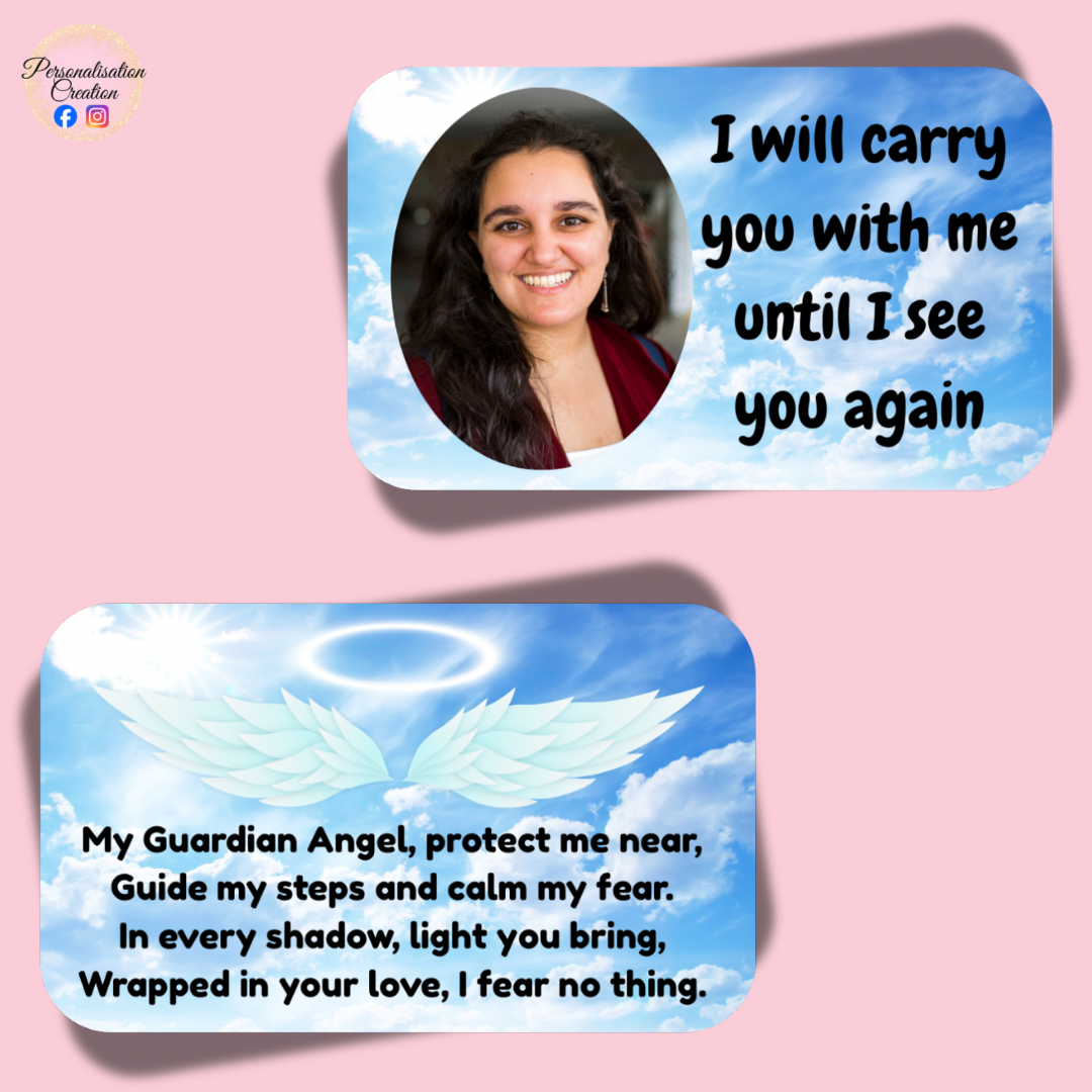 Aluminium memorial wallet card (guardian angel)